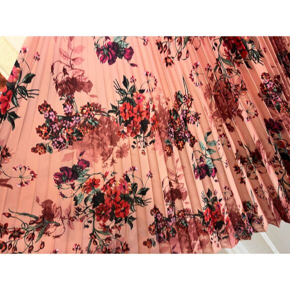 BCBG Max Azria Pink Floral Pleasted Maxi Skirt   Women's Size Small - Picture 5 of 9